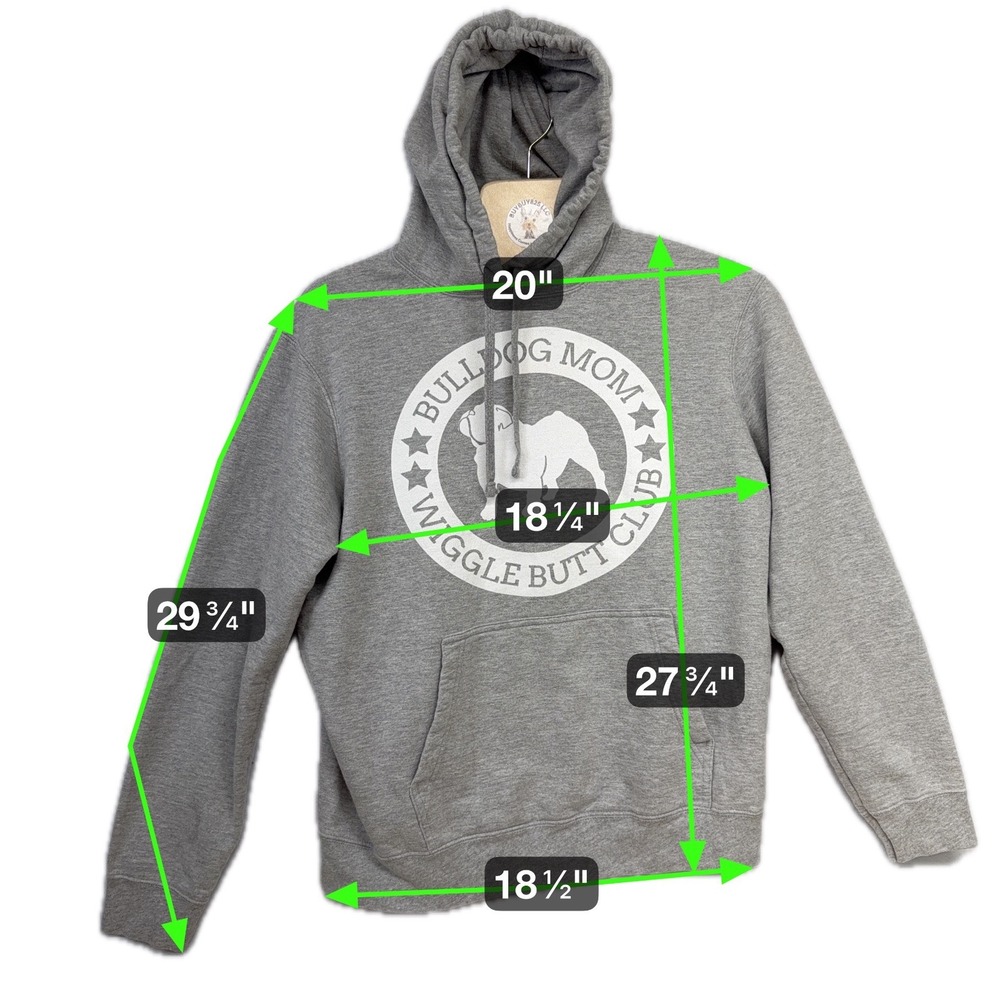 Bulldog Mom Wiggle Butt Club Hoodie Gray Pullover Sweatshirt Women's L - Picture 4 of 5